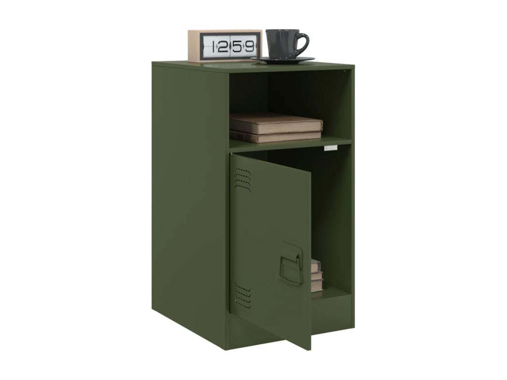 Olive green bedside table 34.5x39x62 cm steel FMNH09505