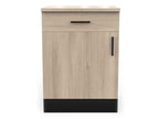 Low cabinet with 1 drawer and 1 door, 60 cm, Oregano black and wood, WYVI58646