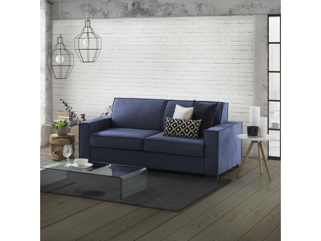 Nobellea fixed sofa, 2-seater sofa, Made in Italy, fabric living room sofa with slim armrests, 160x95h90 cm, Blue PSWO08216