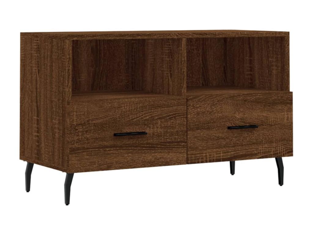 Brown Oak TV Stand 80x36x50 cm Engineered Wood QKSV13464