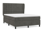 Upholstered bed base and mattress, Dark Grey, 140x190cm, Velvet, IZTQ12220
