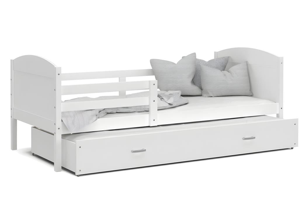 Dekonao Trundle Bed 90x190 White - white. Comes with slatted bed base, drawer, and 7cm foam mattress. XGUS17945