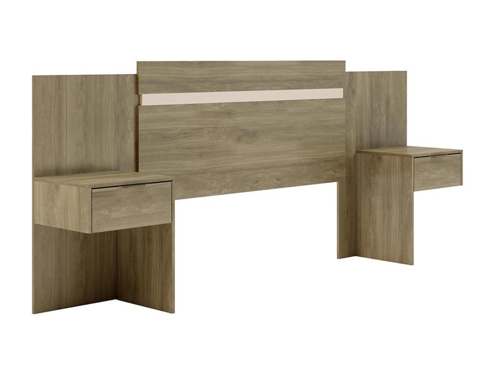 Extendable headboard with bedside tables - 140/160 cm - Natural color - Dekonao EGWP04161