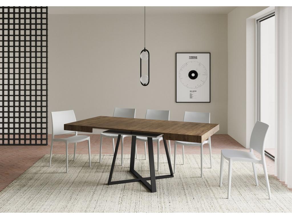 Nobellea extendable table 90x90/194 cm, walnut finish, anthracite legs HXRH90141