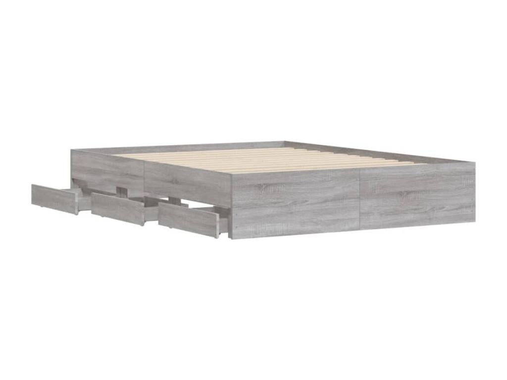 Nobellea grey bed frame and drawers 140x200 engineered wood MYJL09900