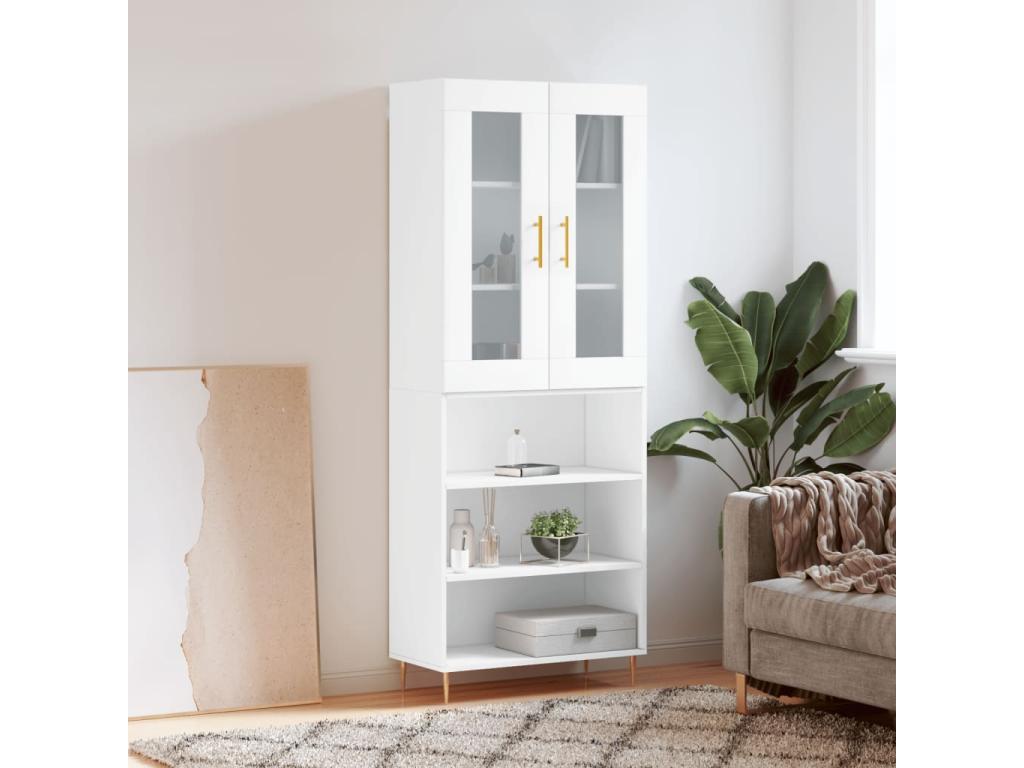 White Highboard 69.5x34x180 cm Engineered Wood GDLO98412