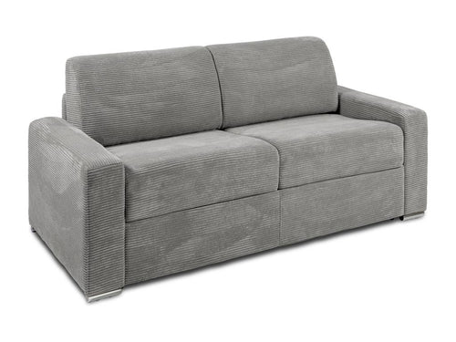 3-seater express convertible sofa in light grey corduroy - Nobellea sleeping area, 140 cm wide - 22 cm Nobellea mattress ABHK80960