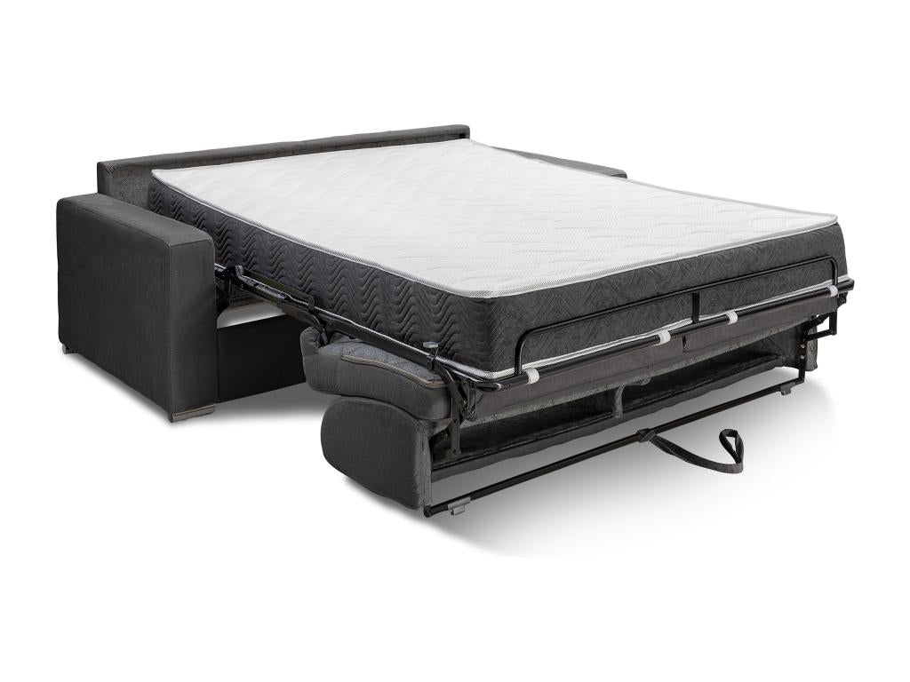 3-seater express convertible sofa in light grey corduroy - Nobellea sleeping area, 140 cm wide - 22 cm Nobellea mattress ABHK80960