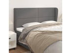 Headboard with wings, Grey, 183x23x118/128 cm, Faux Leather, IMKZ35564