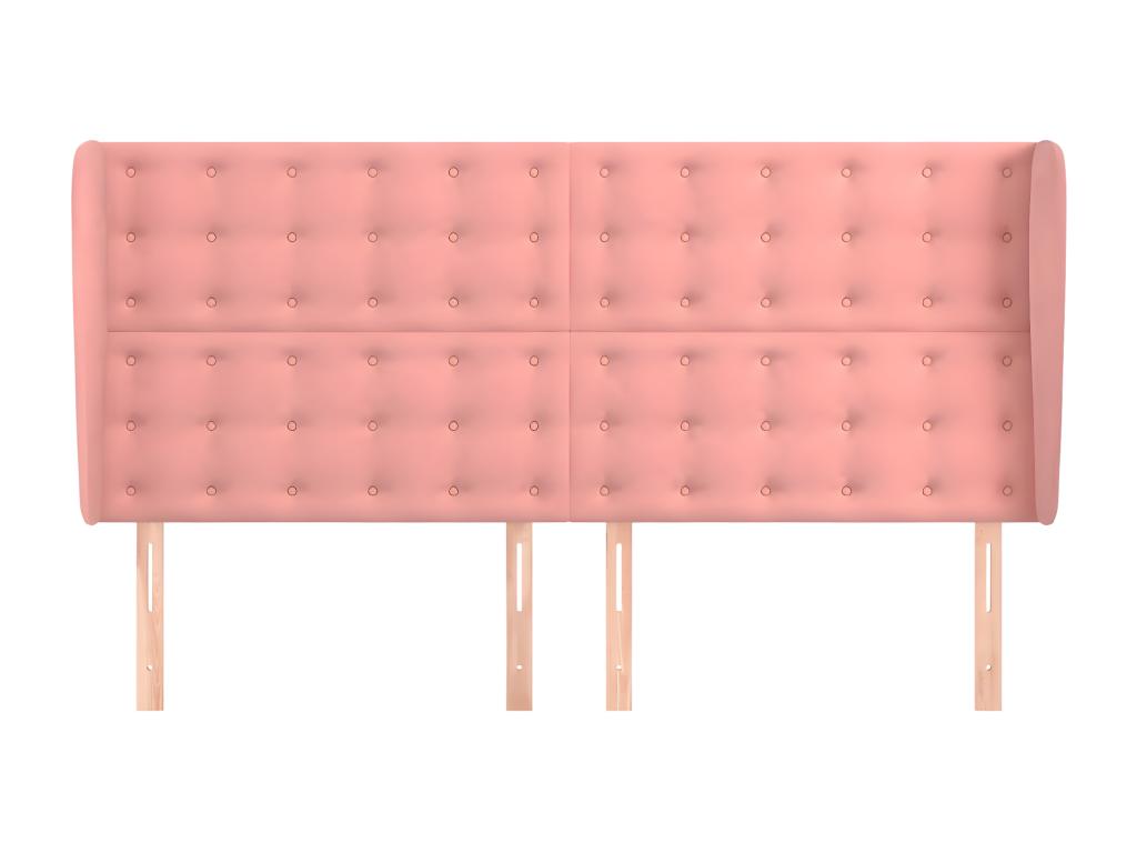 Headboard with wings, Pink, 163x23x118/128 cm, Velvet, TBDX95633