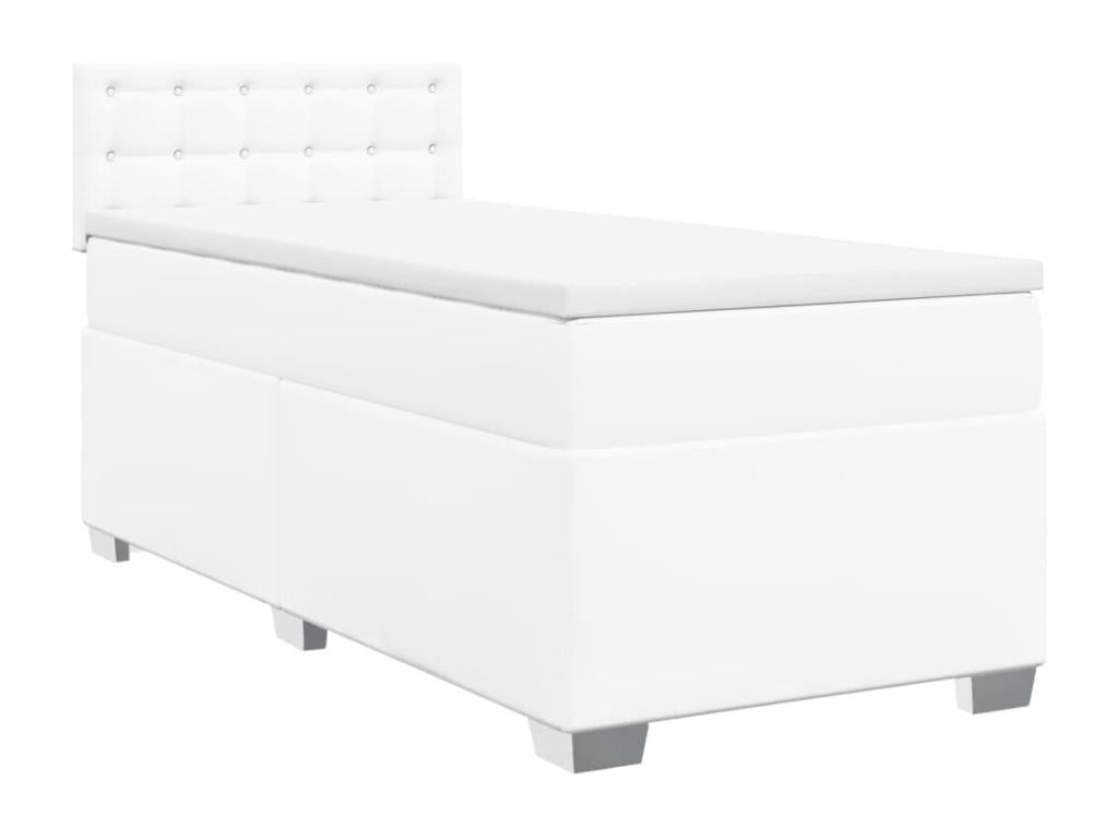 Nobellea bed base with mattress, white, 90x190 cm, faux leather, BSJX52838