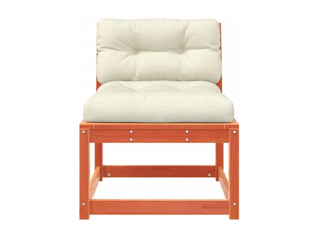 Garden sofas and cushions, 2 pieces, brown wax finish, solid pine wood, LWGO21741