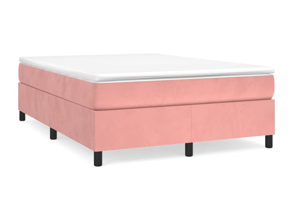 Upholstered bed base with mattress, Pink, 140x190 cm, Velvet, NFVV08321