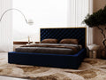 Upholstered bed with storage - 120x200 - double bed - velvet - blue - Nobellea ATIP10420