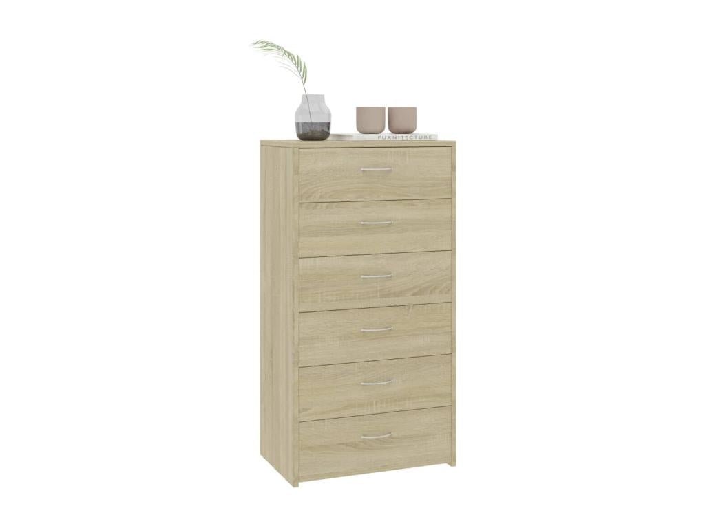 Buffet with 6 drawers, Nobellea Oak, 50x34x96cm, Engineered Wood, VQMU85690