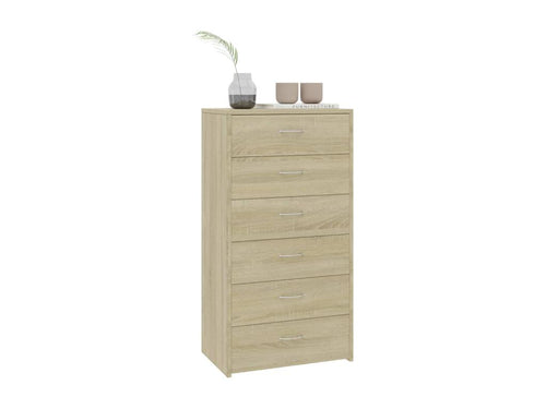 Buffet with 6 drawers, Nobellea Oak, 50x34x96cm, Engineered Wood, VQMU85690