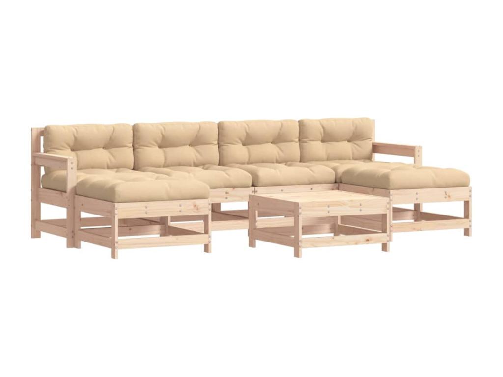 7-piece garden furniture set with solid wood cushions LAGK19093