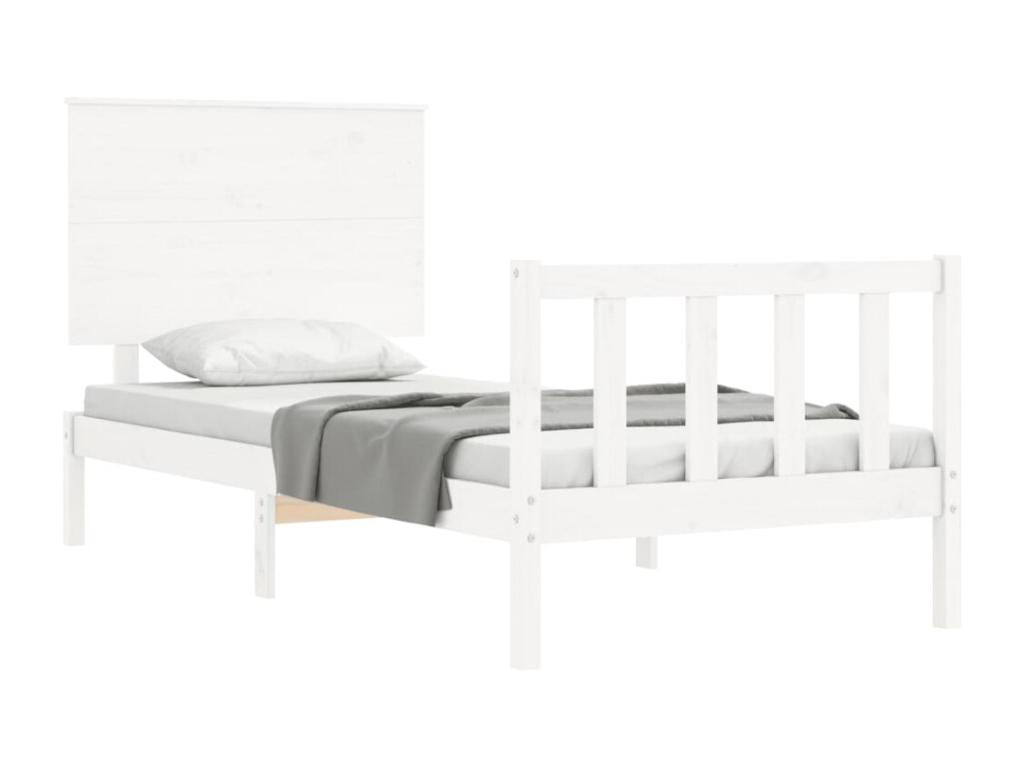 Bed frame without mattress, white, 100x200 cm, solid pine wood, NVKI69411