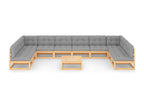 11-piece garden furniture set with cushions, solid pine wood, TOTY70757