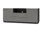 180cm sideboard with 2 doors and 2 drawers, Dekonao collection - Black and glossy grey QQIP64544