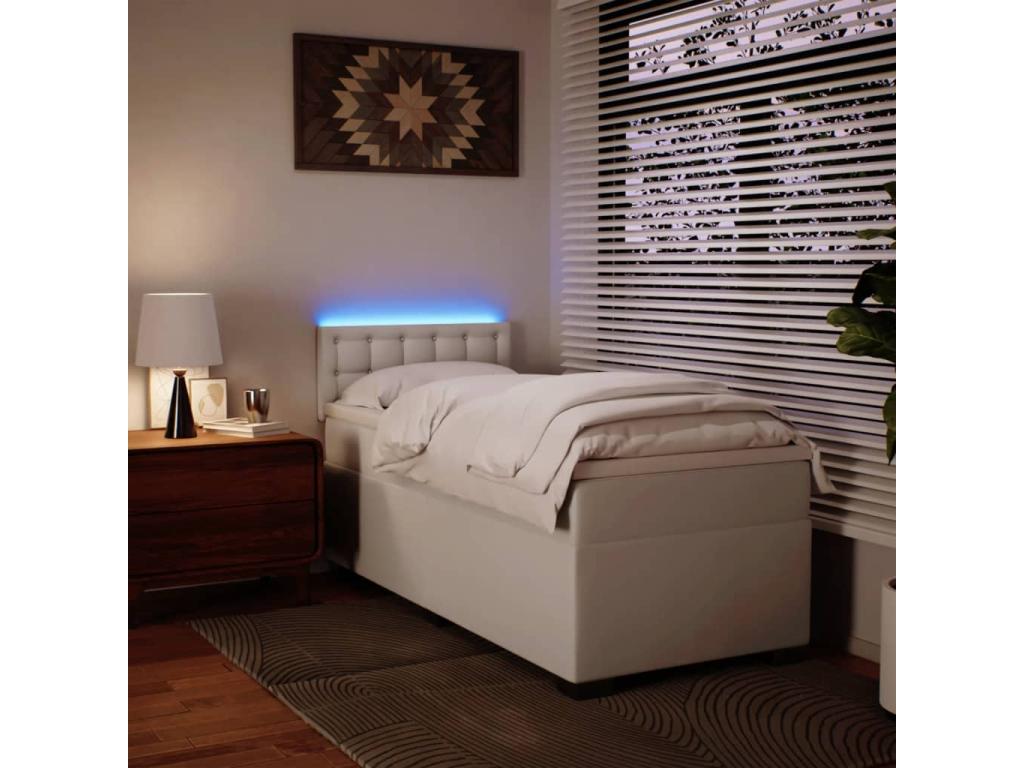 Nobellea bed base with mattress, white, 90x200 cm, faux leather, DIHH73279