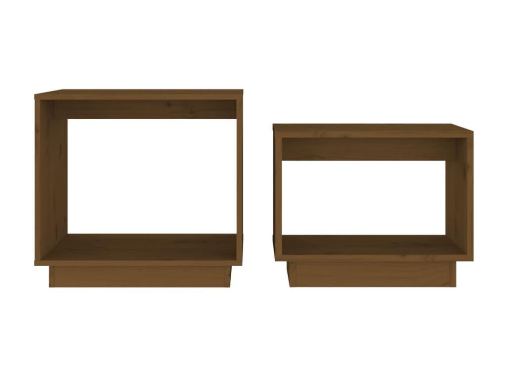 Nesting coffee tables, 2 pieces, Honey brown, Solid pine wood HDMR39491