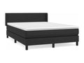 Upholstered bed base with mattress, black, 140x200 cm, faux leather, MYZE46787