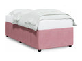 Pink velvet bed frame without mattress, 100x200 cm, FNQM18439