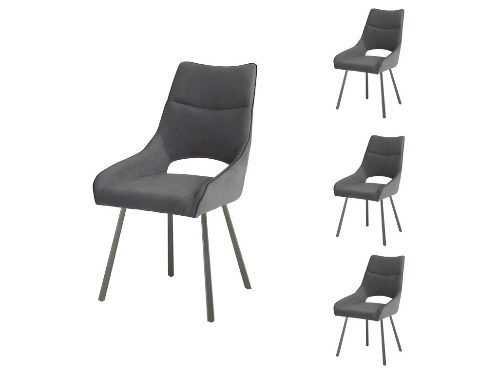 Set of four chairs, metal/grey fabric - Nobellea CAFT83060