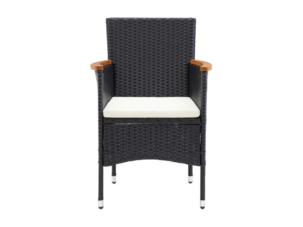 9-piece garden dining set with cushions, black woven resin CBCO10056