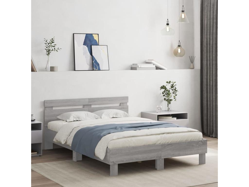 Dekonao bed frame with headboard, grey, 135x190 cm, MOPV98392