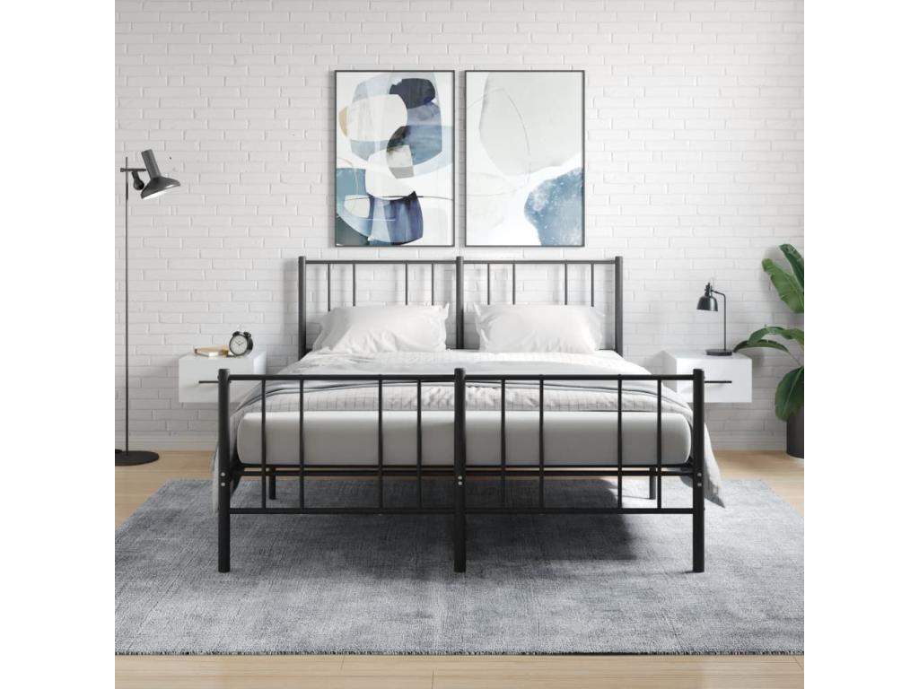 Wall-mounted bedside tables, 2 pcs, glossy white, 35x35x20 cm, NIJF83059