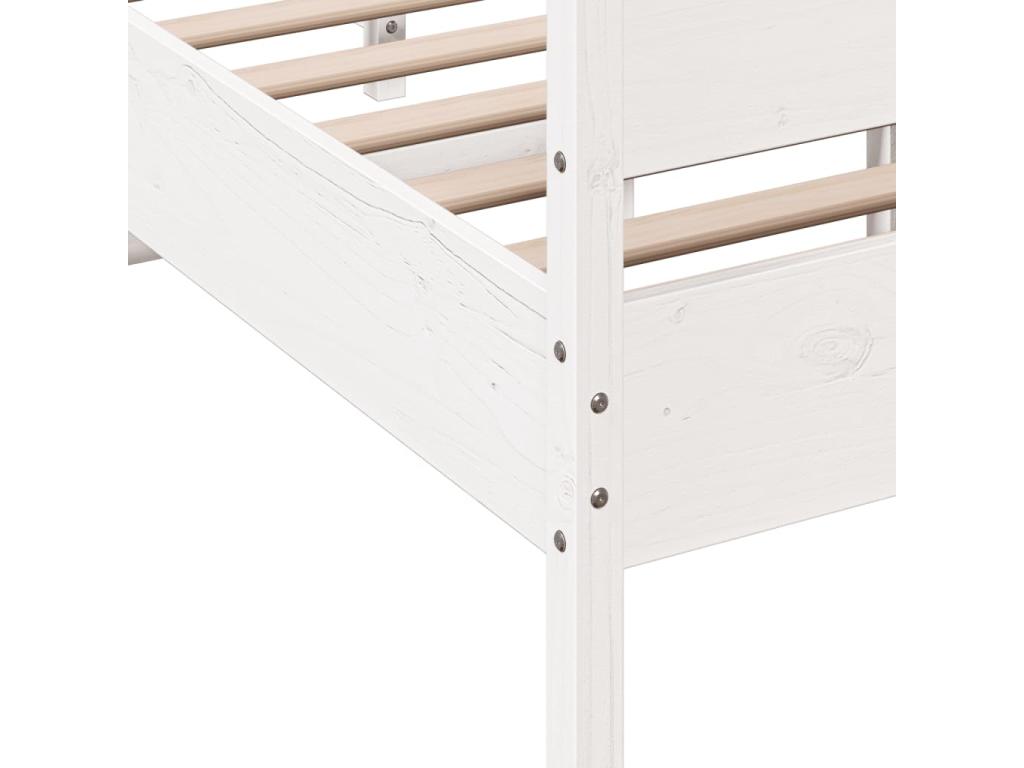 Bed frame without mattress, white, 120x200 cm, solid pine wood, AHYO44094