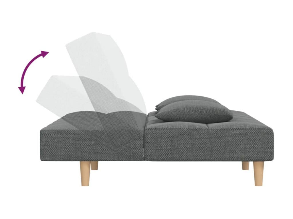 2-seater sofa bed with two pillows, dark grey fabric MBIB03913