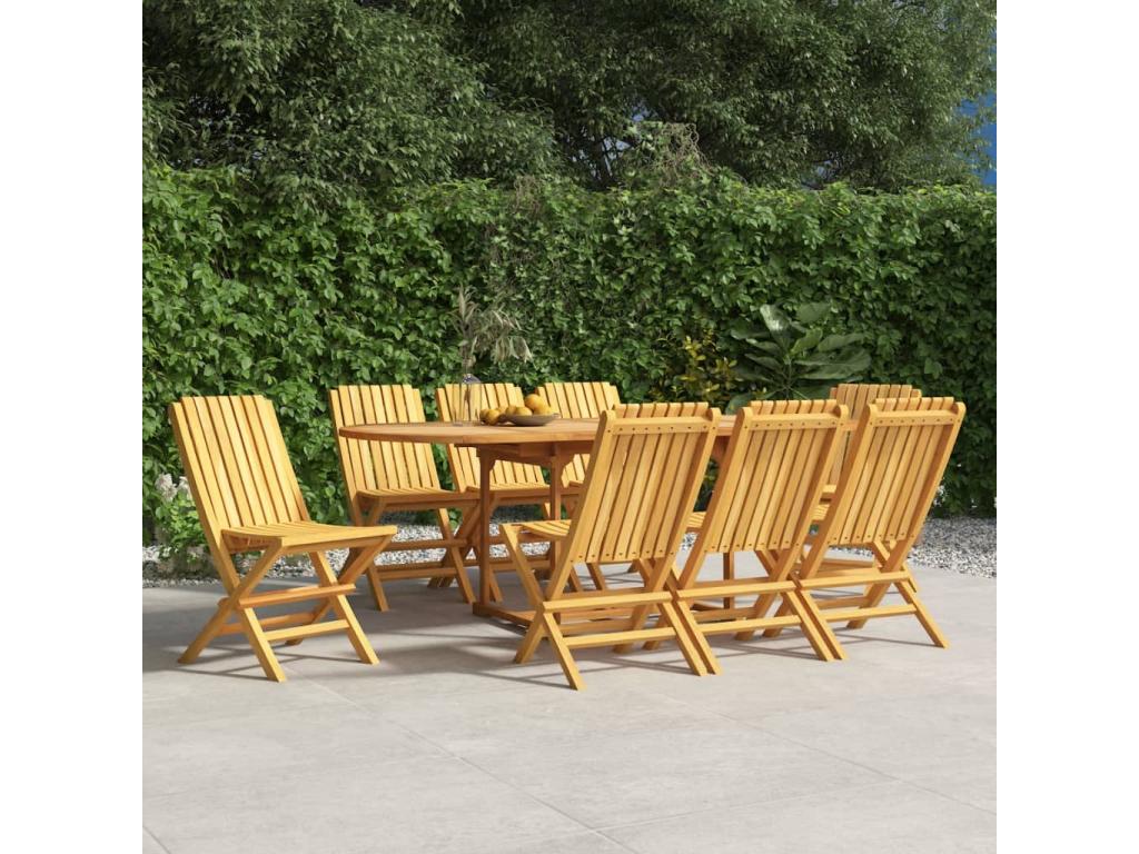 Folding garden chairs, set of 8, 47x47x89cm, solid teak wood, EYEA51563