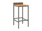 Dekonao DOYD87488 5-piece grey poly rattan/solid wood garden bar set