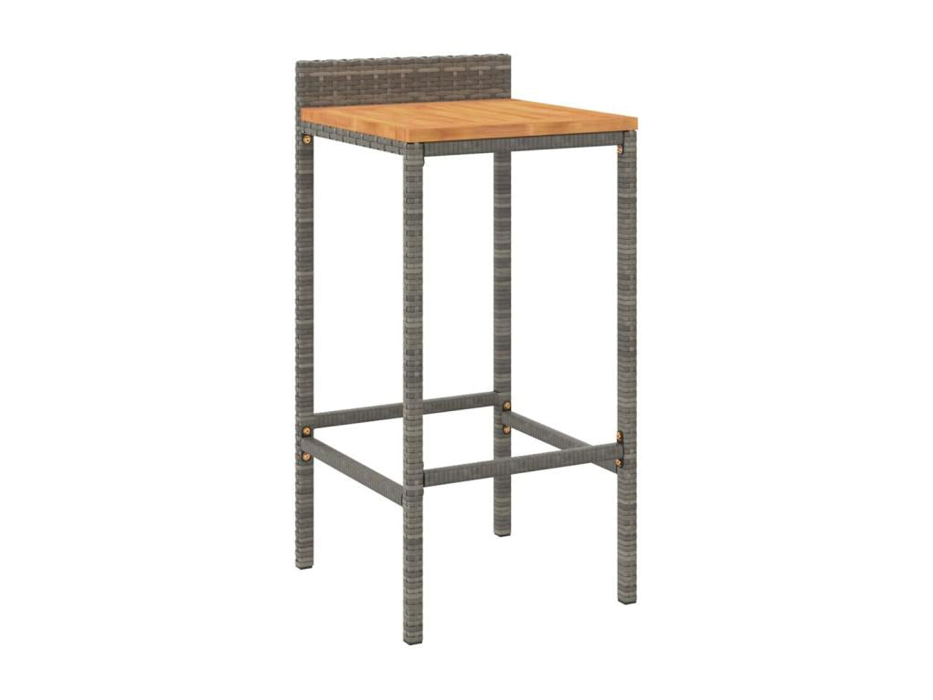 Dekonao DOYD87488 5-piece grey poly rattan/solid wood garden bar set