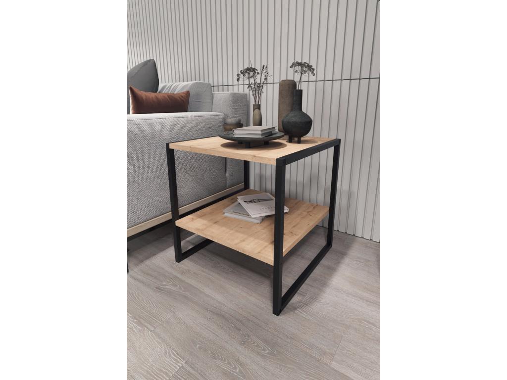 Coffee table, living room table in wood and metal, oak finish, Nobellea black YFNY53826