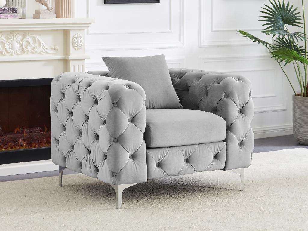 Nobellea armchair in light grey velvet Nobellea TKBC75500