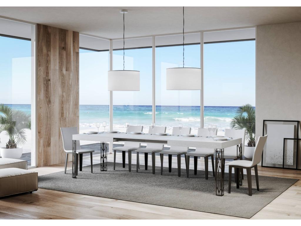 Dekonao Extendable Table 90x160/264 cm White Ash with Anthracite Frame KUID38366