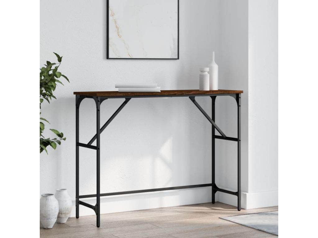 Brown oak console table 100x32x75 engineered wood TZYP60054