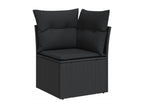 6-piece garden furniture set with cushions, black woven resin GGCW04065
