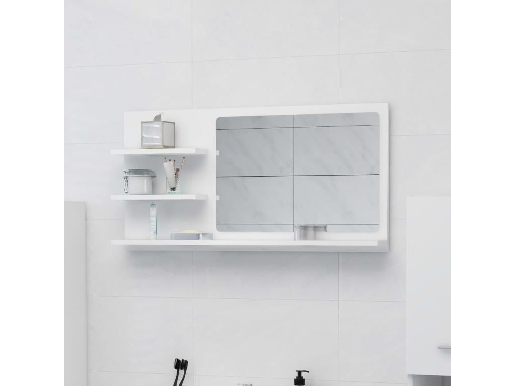 White bathroom mirror 90x10.5x45 cm engineered wood PIMU31755