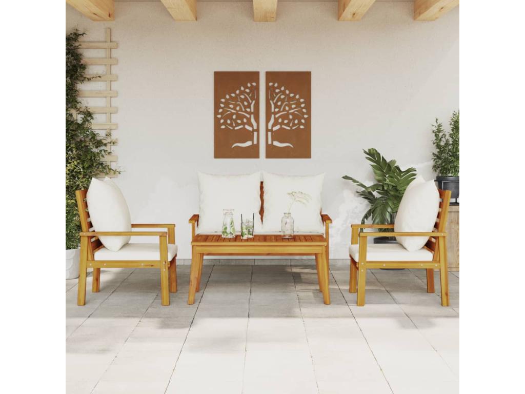 4-piece garden furniture set with cushions, solid Nobelea wood, IPXK98282