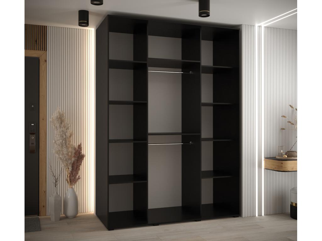 Dekonao 5 Sliding Door Wardrobe 235.2/170/60 3 Doors Black/White/Gold IRVZ41159