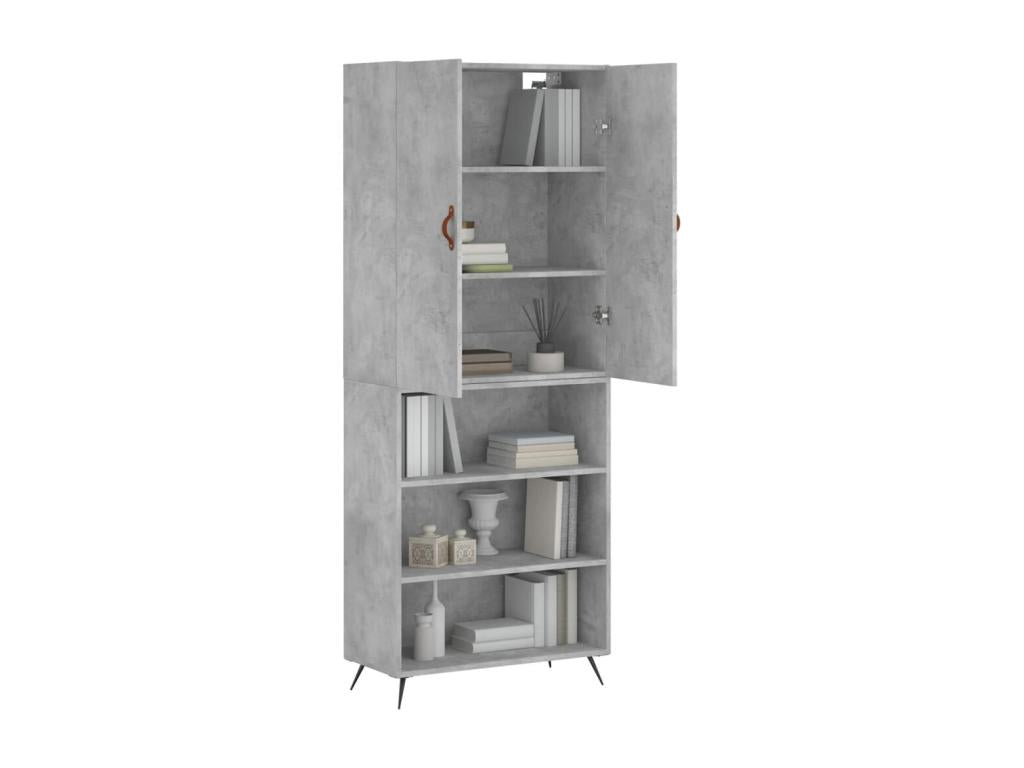 High sideboard, concrete grey, 69.5x34x180 cm, engineered wood, HGGF38696