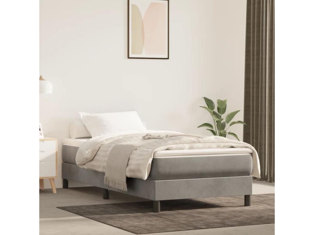 Light grey velvet bed frame without mattress 80x200 cm CTTT97586