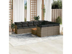 11-piece garden furniture set with grey resin wicker cushions XIFA40910