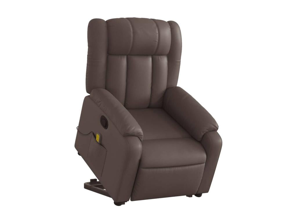 Brown Faux Leather Reclining Massage Chair OJUG81936