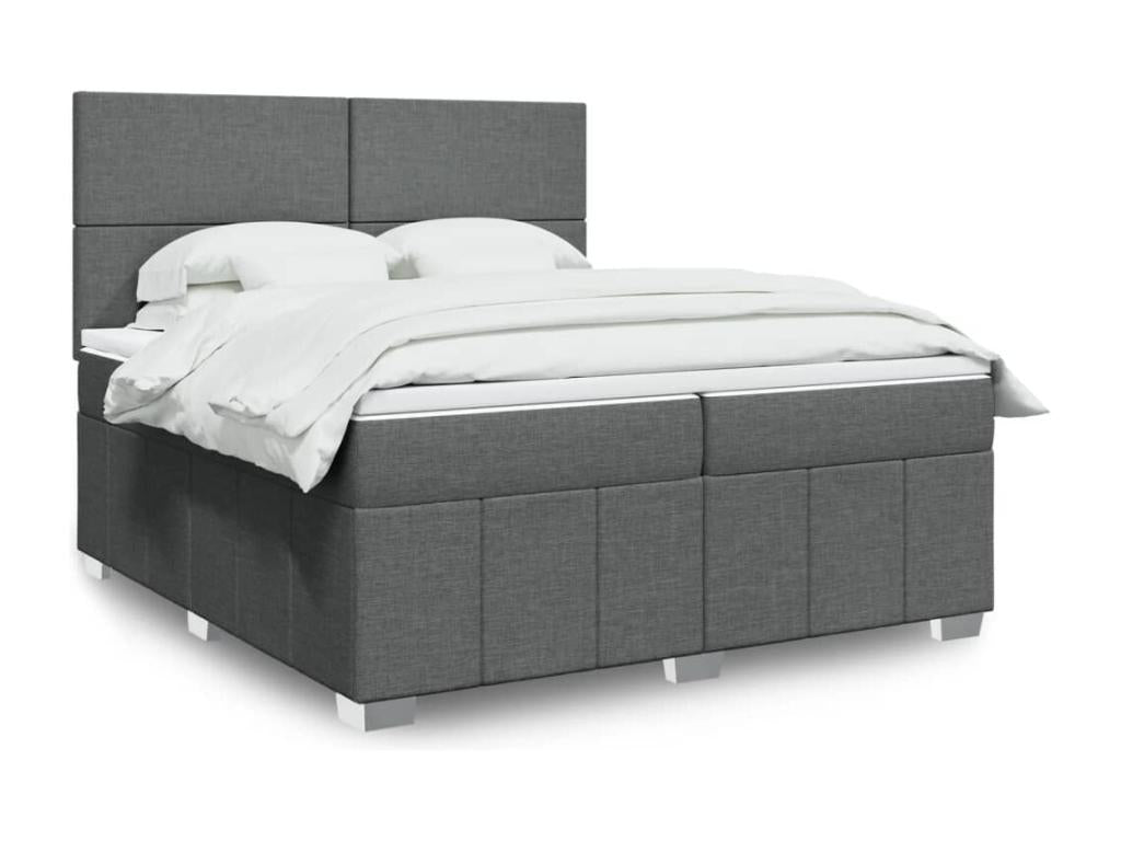 Nobellea bed base with mattress, Dark Grey, 200x200cm, Fabric YLGE03897